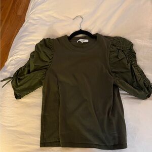 Frame Green Ruched Sleeve Top